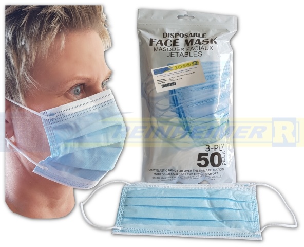 Mund+Nase Gesichtsschutz 3-lagig/VE50