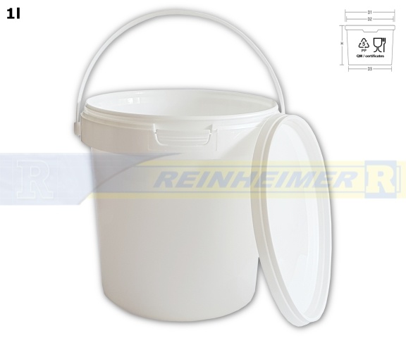 Kunststoffeimer 1,2-Liter, mit Deckel